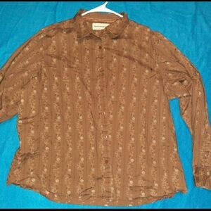 Structure Brown Floral Women's Button Down Shirt